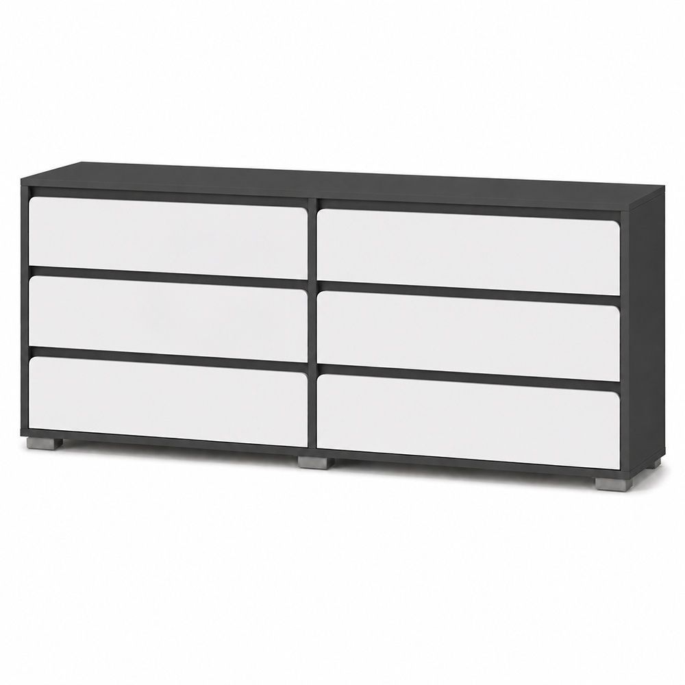 Комод на 6 ящиков LION АРТ-3 160х43х80 см антрацит / нимфея альба 51702 фото мебель