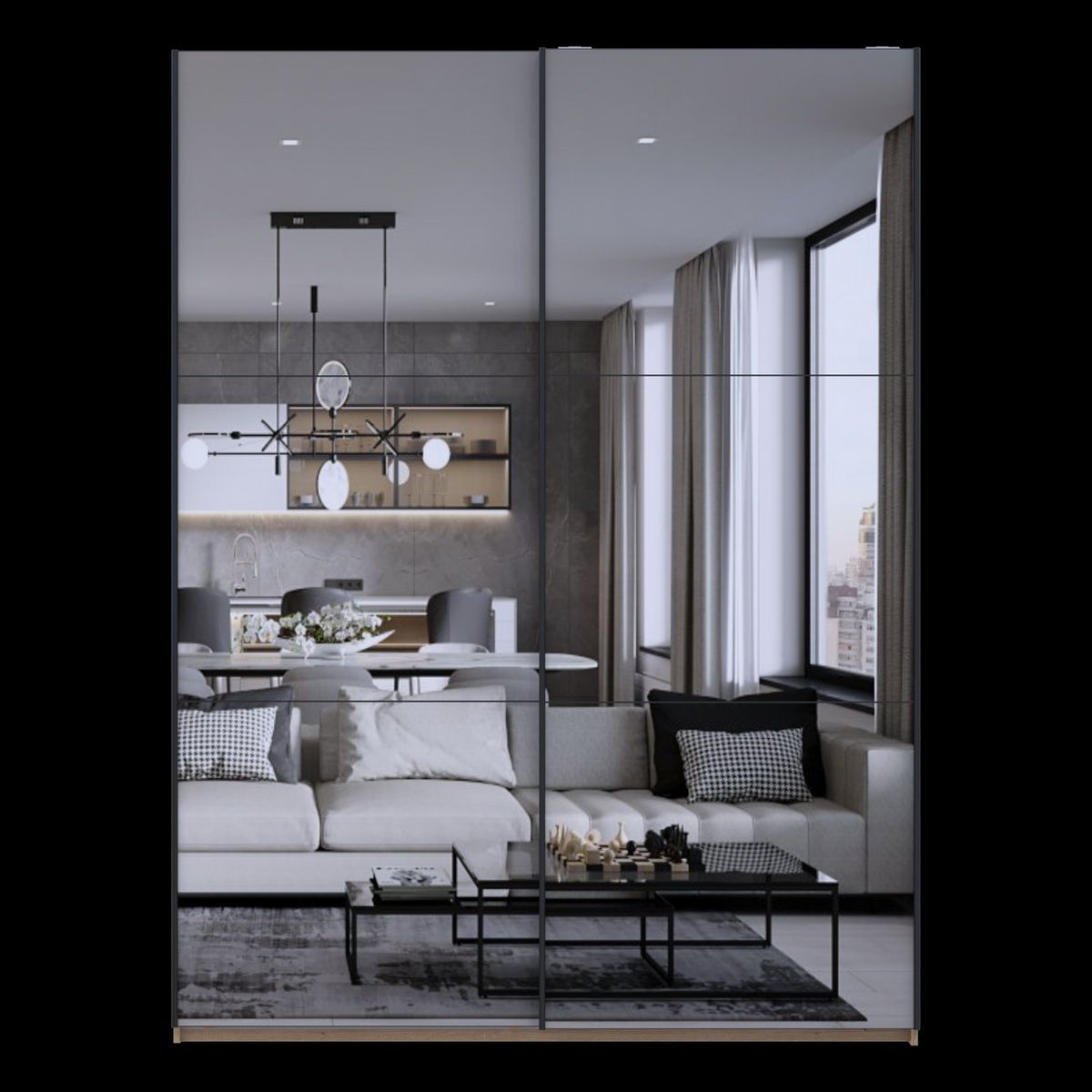Шафа-купе G-Кайзер Doros (Дорос) 2 Дзеркала 180х60х240 дуб евок 80737752 фото меблі