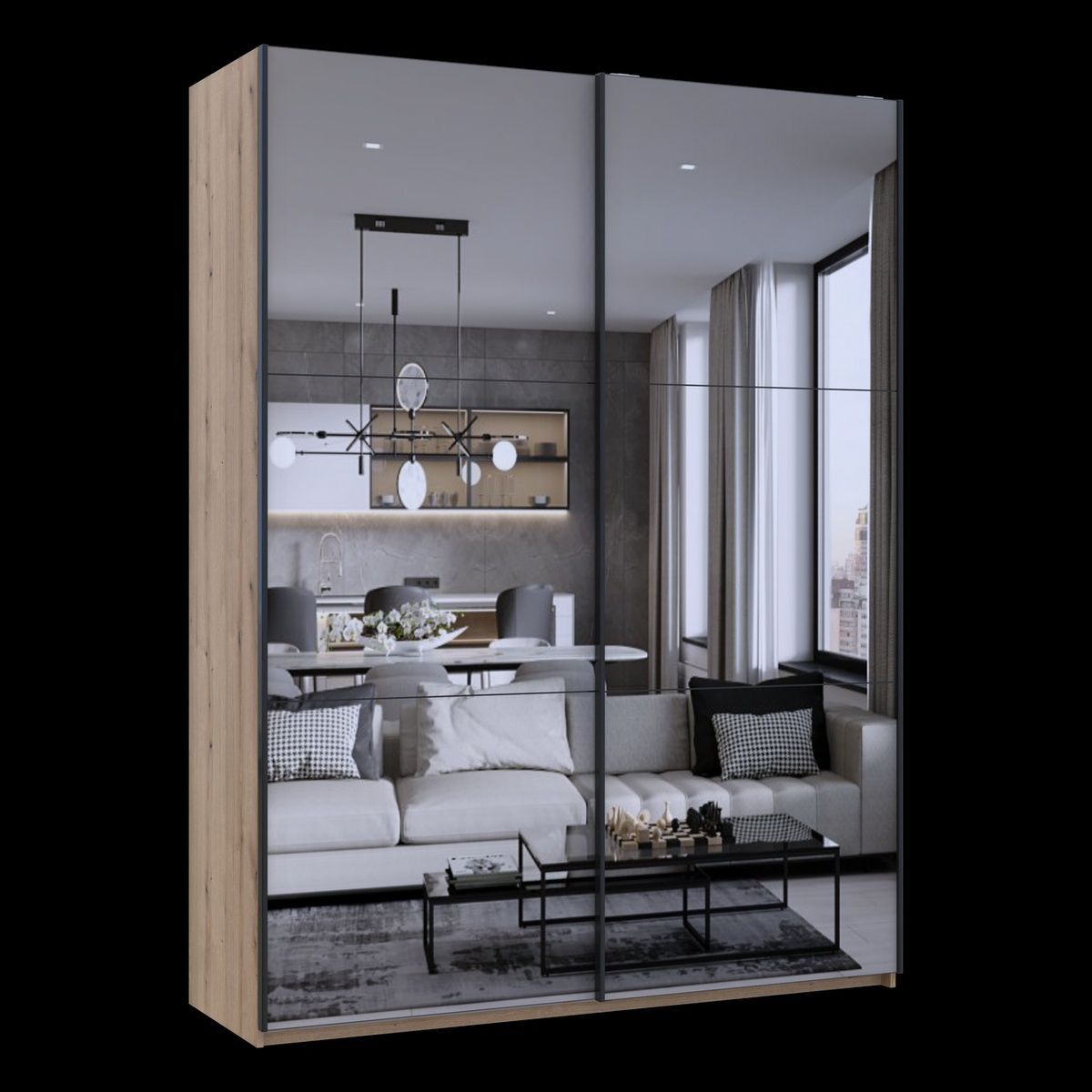 Шафа-купе G-Кайзер Doros (Дорос) 2 Дзеркала 180х60х240 дуб евок 80737752 фото меблі
