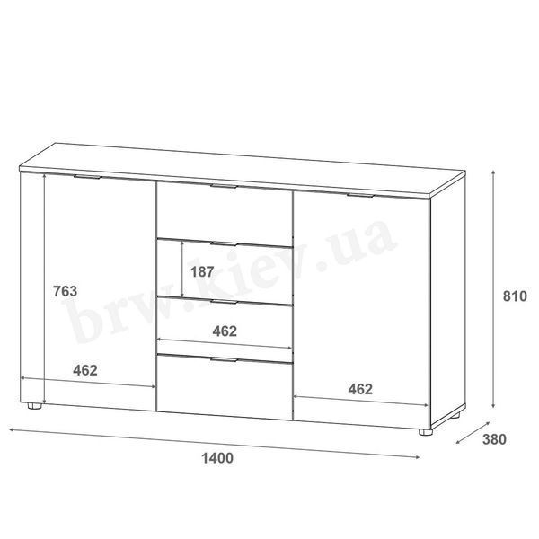 Комод Рон 5 Doros (Дорос) 2 двері 4 шухляди 140х38х81 см графіт 44900235 фото меблі