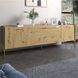 Тумба под телевизор с ящиками LION Wood с золотыми металлическими ножками 180х50х40 см дуб артизан 18147 фото мебель