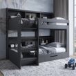 LION Майнкрафт детская двухъярусная кровать с ящиком 90х190 см антрацит 18334 фото мебель