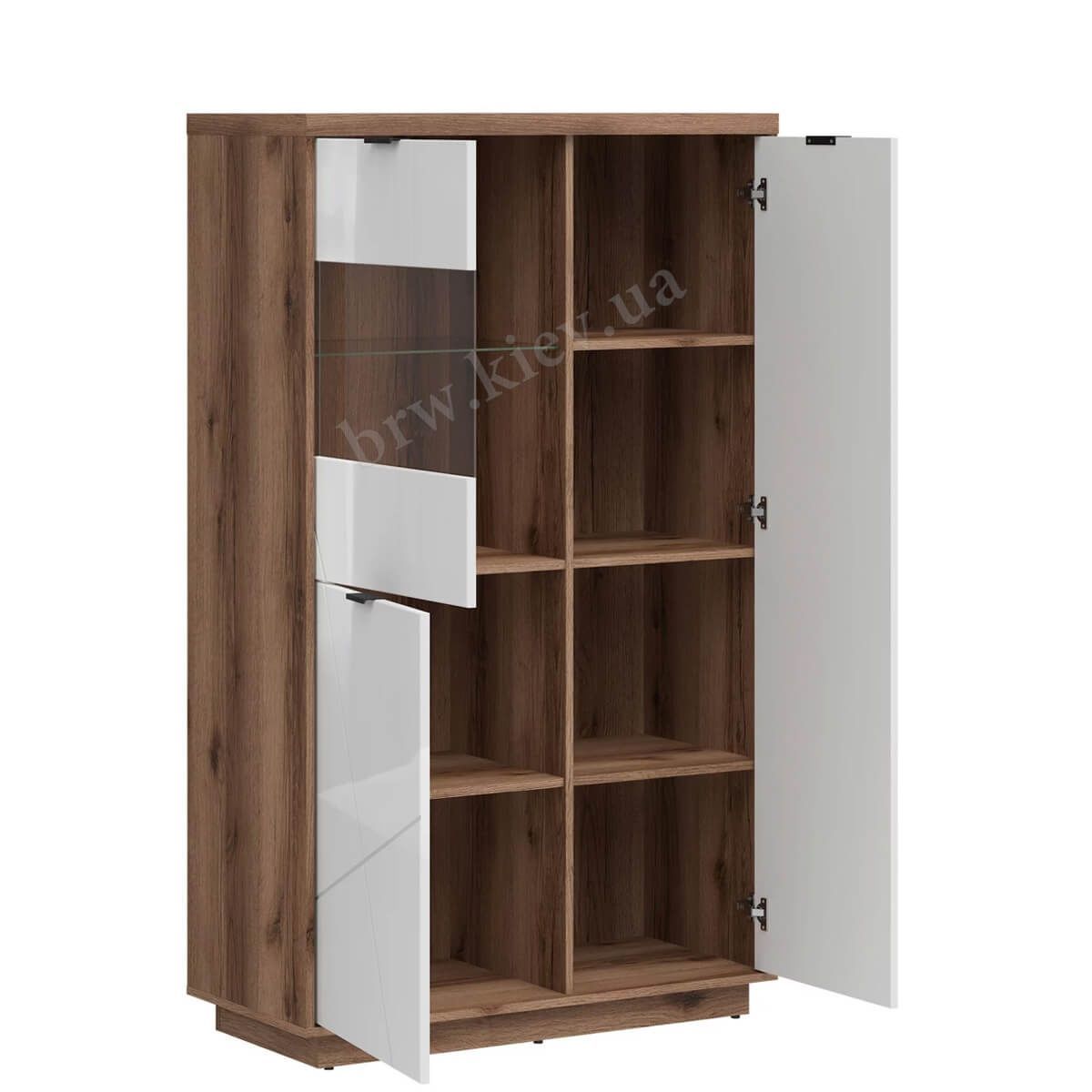 Витрина REG2D1W FORN BRW дуб делано темный / белый глянец S471-REG2D1W-DDC/BIP фото мебель