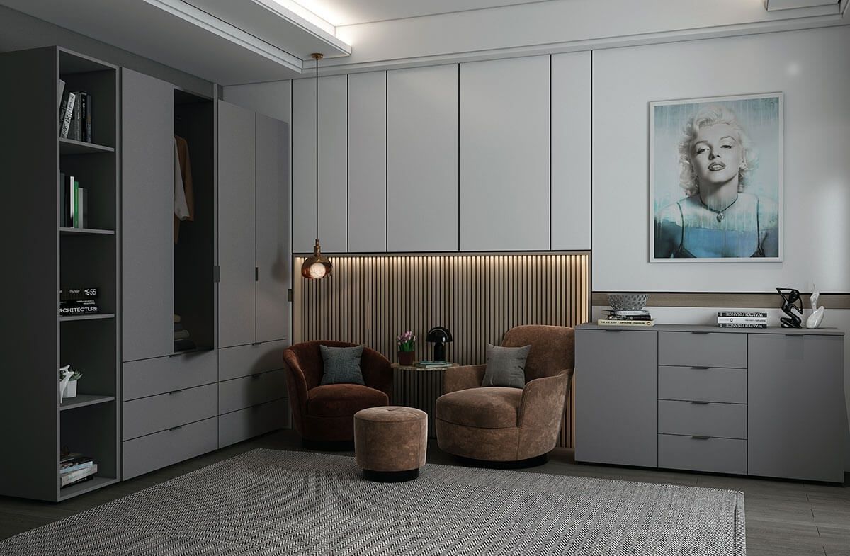 Комод Рон 5 Doros (Дорос) 2 двері 4 шухляди 140х38х81 см графіт 44900235 фото меблі