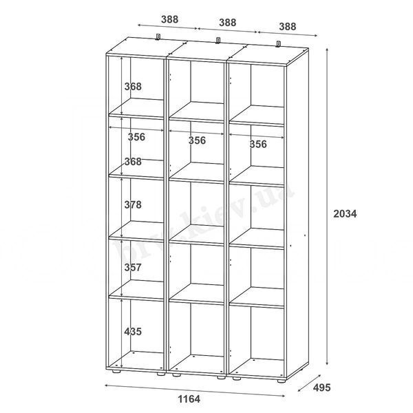 На фото схема із внутрішніми рамерами шафи з полицями Гелар Doros (Дорос) 3 Дзеркала