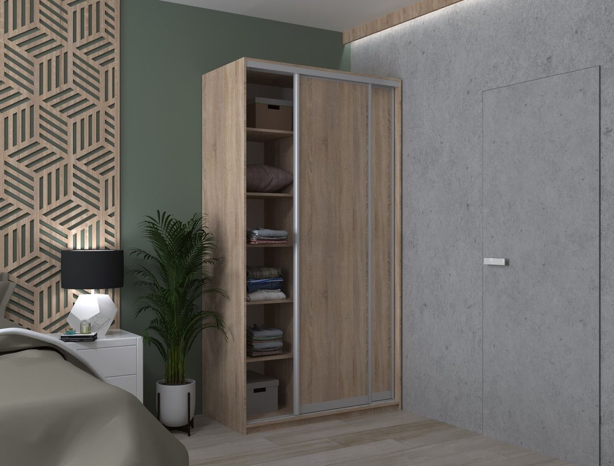 На фото шафа-купе Сіті Лайт Doros (Дорос) 2 ДСП 120х60х225 см дуб сонома в інтер'єрі