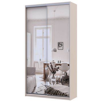На фото шафа-купе Сіті Лайт Doros (Дорос) 2 Дзеркала 120х45х225 см кашемір