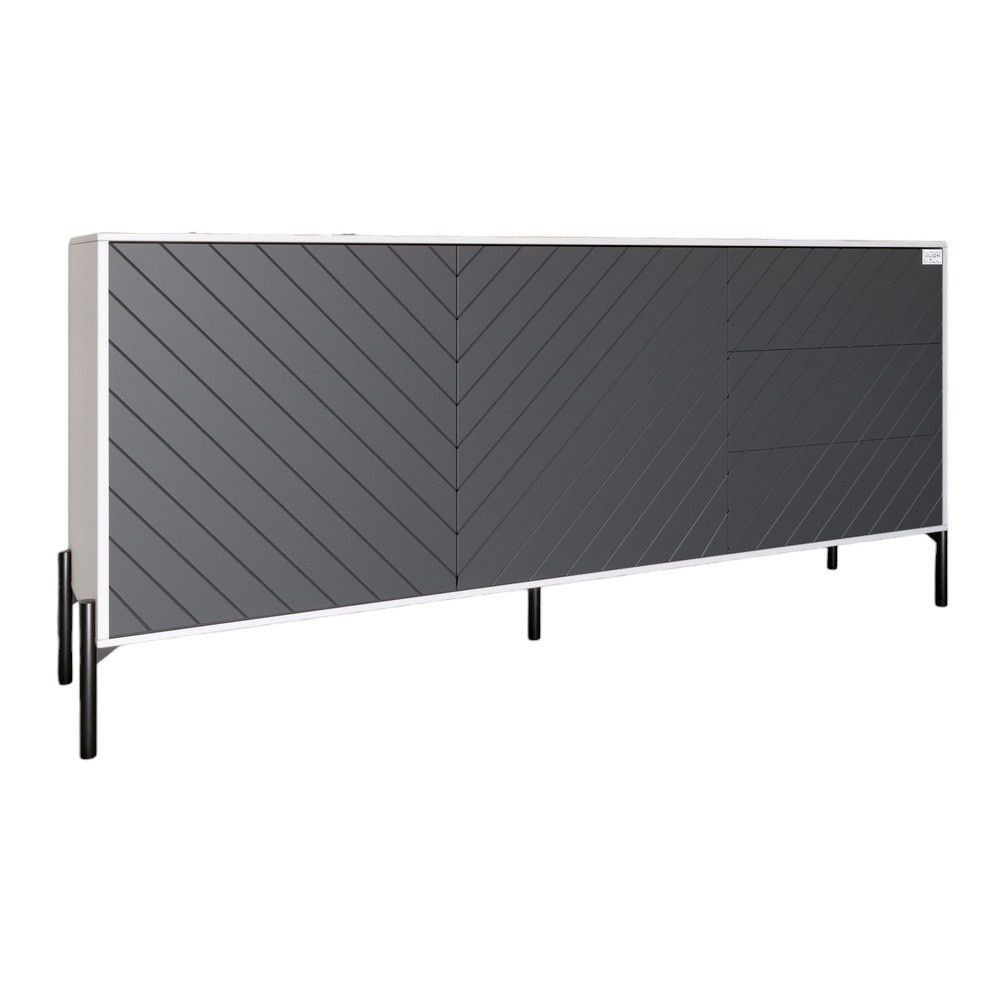 Комод с черными металлическими ножками LION Амарант 168x40x76,5 см нимфея альба / графит 17633 фото мебель