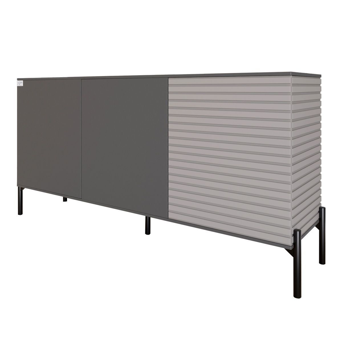 Комод закрытый в гостиную на черных металлических ножках LION Грей 154x30x76,5 см антрацит / кашемир 30561 фото мебель