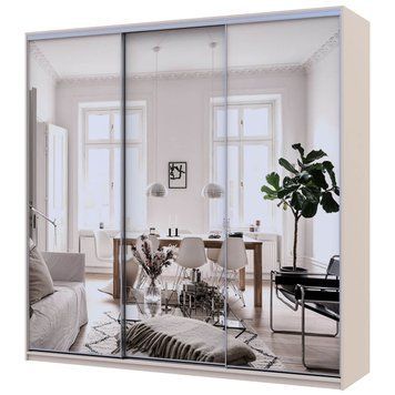 На фото шафа-купе Сіті Лайт Doros (Дорос) 3 Дзеркала 225х60х225 см кашемір
