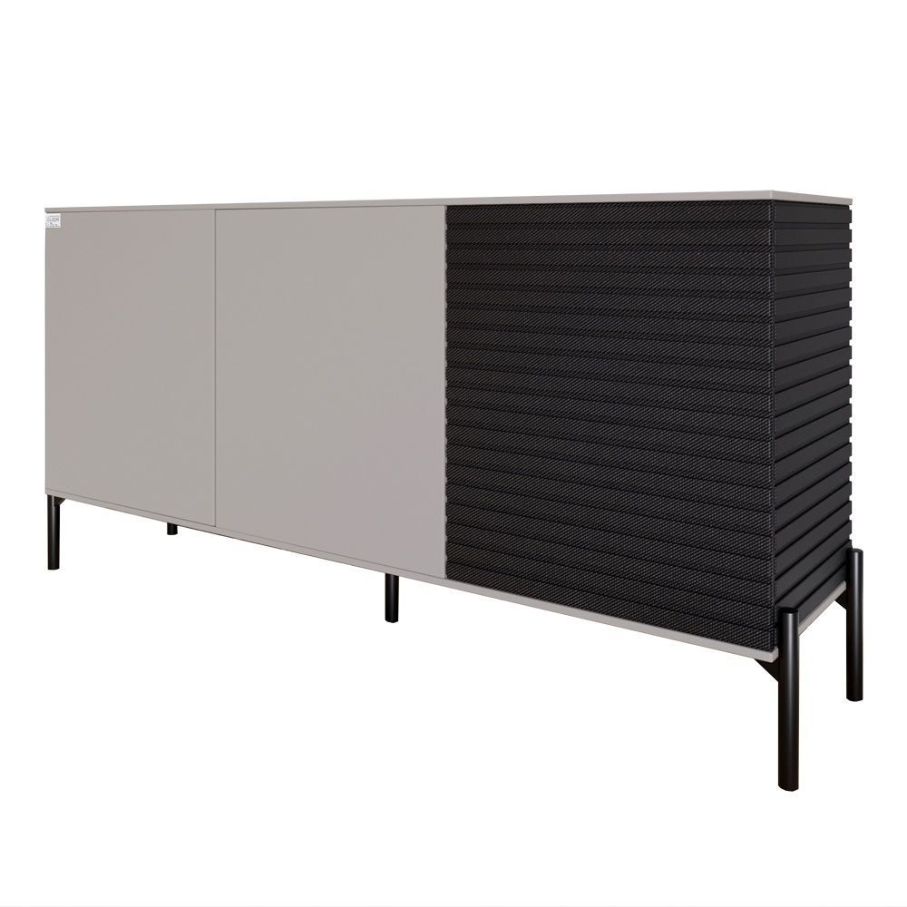 Комод закрытый в гостиную на черных металлических ножках LION Грей 154x30x76,5 см кашемир / асфальт 30497 фото мебель