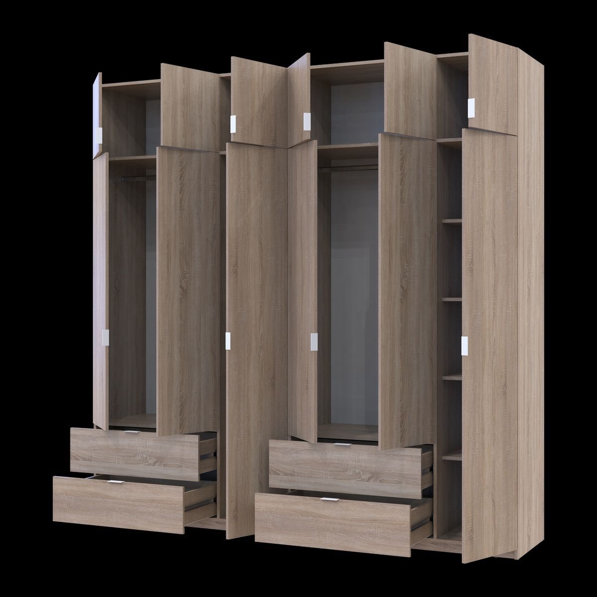 Шафа з антресоллю розпашна для одягу Лукас Doros (Дорос) 3+3 ДСП 240х50х240 дуб сонома 42005107 фото меблі