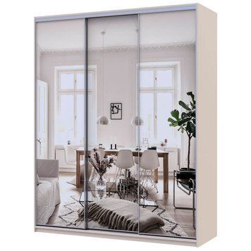 На фото шафа-купе Сіті Лайт Doros (Дорос) 3 Дзеркала 180х60х225 см кашемір