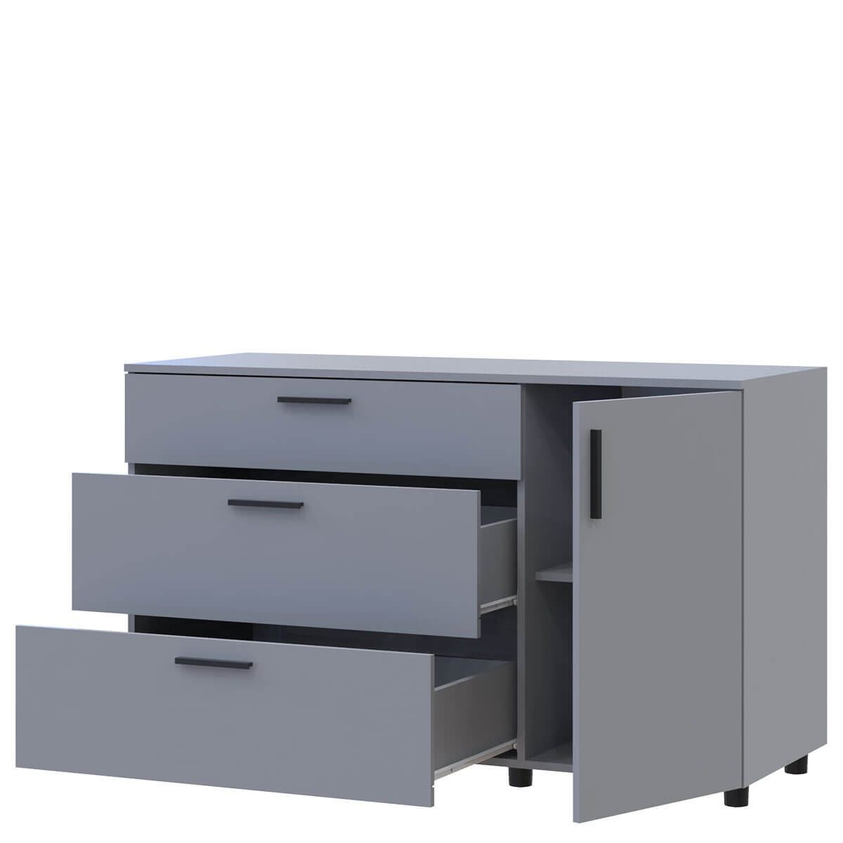 Комод Торн Doros (Дорос) 3Ш/1Д 135х51,6х80 см серый 41510183 фото мебель
