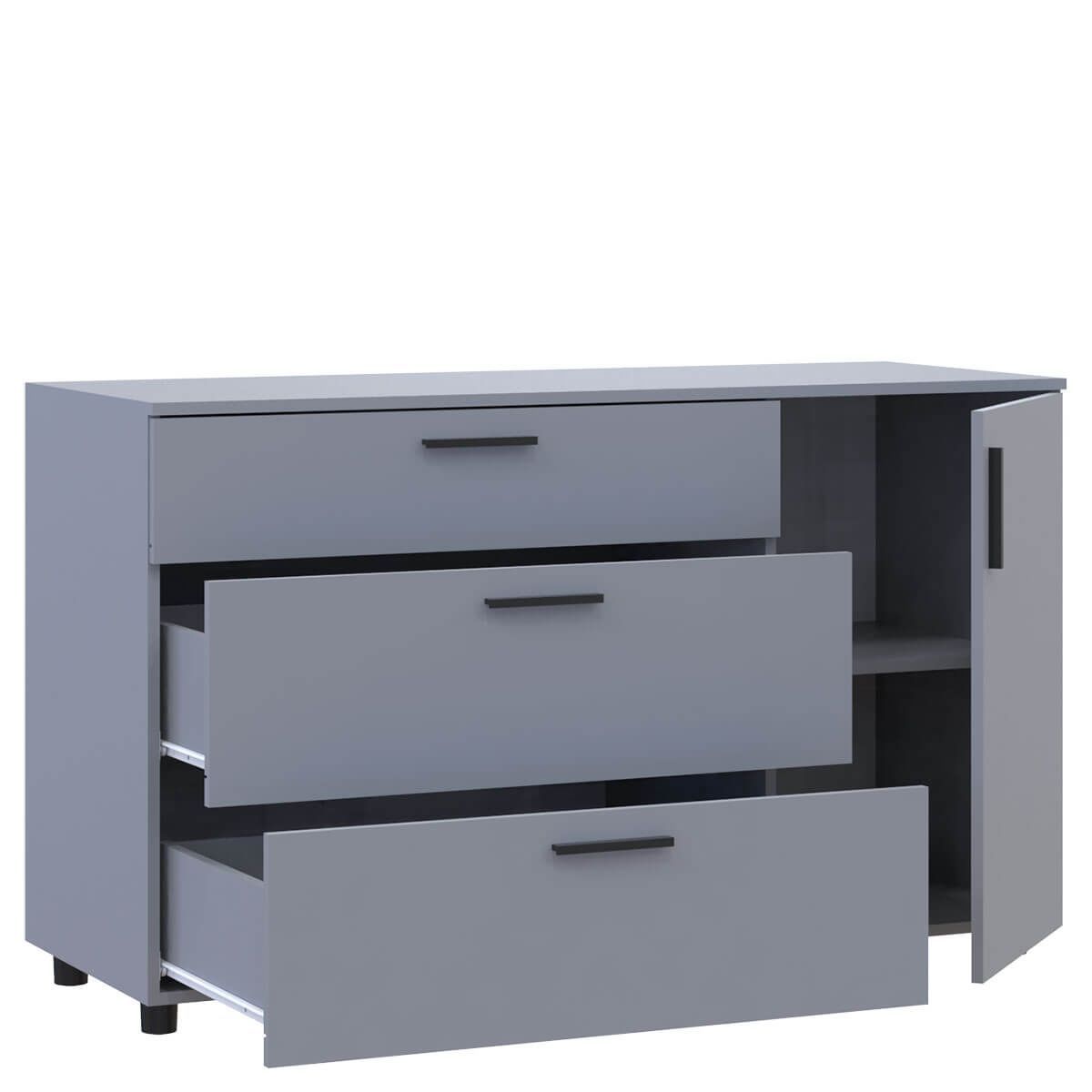 Комод Торн Doros (Дорос) 3Ш/1Д 135х51,6х80 см серый 41510183 фото мебель