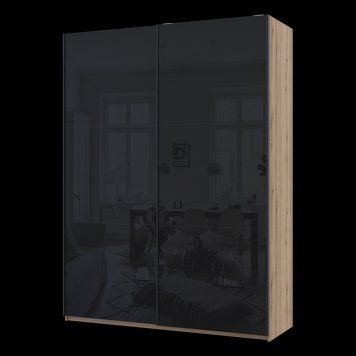 Шкаф-купе G-Кайзер Doros (Дорос) 2 Стекло 180х60х240 дуб эвок / черный 80737751 фото мебель