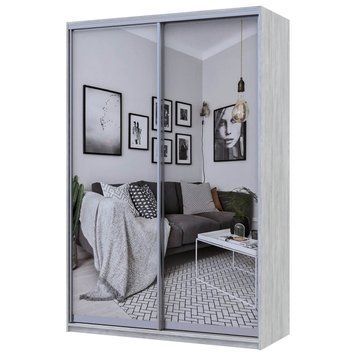 На фото шафа-купе Сіті Лайт Doros (Дорос) 2 Дзеркала 150х60х225 см сосна натті