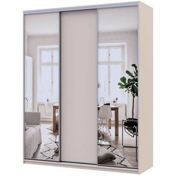 На фото шафа-купе Сіті Лайт Doros (Дорос) 1 ДСП / 2 Дзеркала 180х60х225 см кашемір