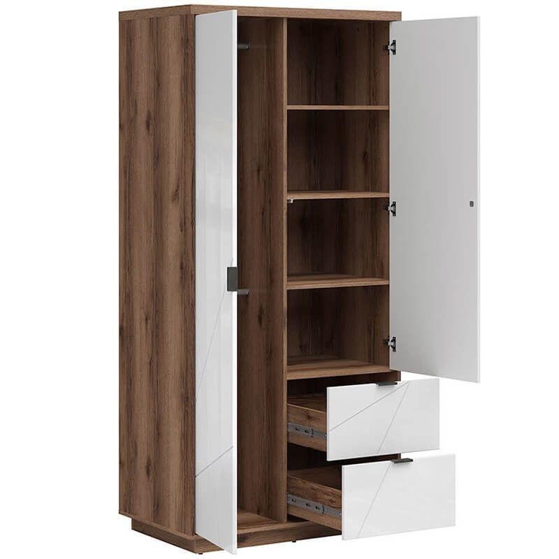 Шафа SZF2D2S FORN BRW дуб делано темний / білий глянець S471-SZF2D2S-DDC/BIP фото меблі