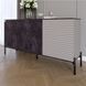 Комод закрытый в гостиную на черных металлических ножках LION Грей 154x30x76,5 см бетон темный / кашемир 30563 фото мебель