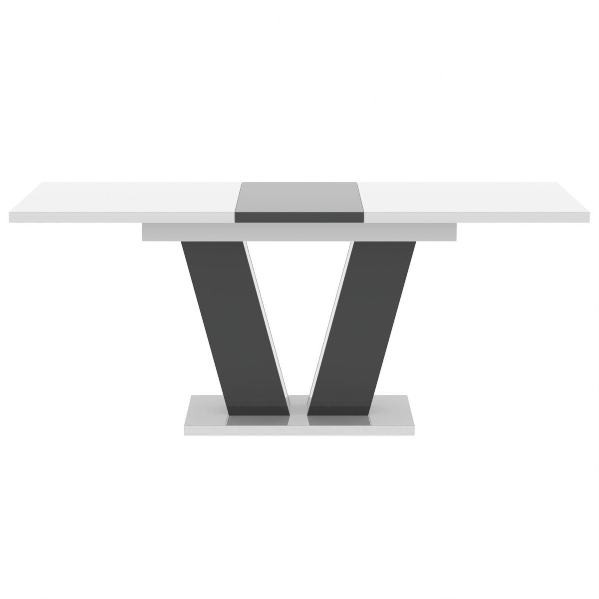 Обідній розсувний стіл Неман РОЙ МДФ білий / сірий глянець 608202 фото меблі