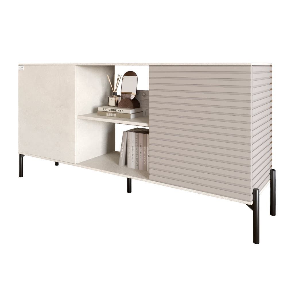 Комод открытый на черных металлических ножках LION Грей 154x38x76,5 см бетон Style 30711 фото мебель