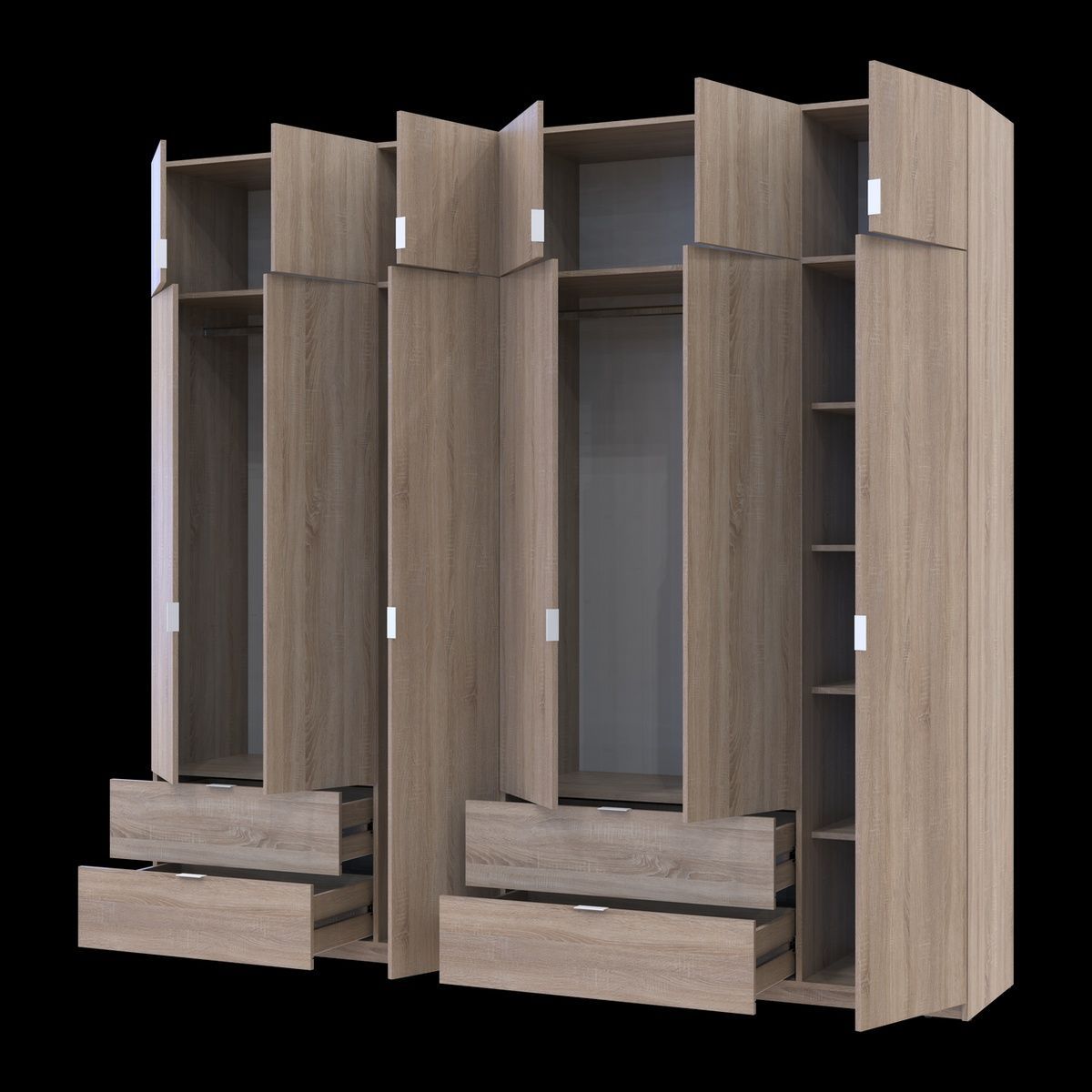 Шкаф с антресолью распашной для одежды Лукас Doros (Дорос) 3+3 ДСП 255х50х240 дуб сонома 42005111 фото мебель
