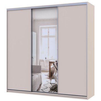На фото шафа-купе Сіті Лайт Doros (Дорос) 2 ДСП / 1 Дзеркало 225х60х225 см кашемір