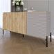 Комод закрытый в гостиную на черных металлических ножках LION Грей 154x30x76,5 см дуб аппалачи / кашемир 30566 фото мебель