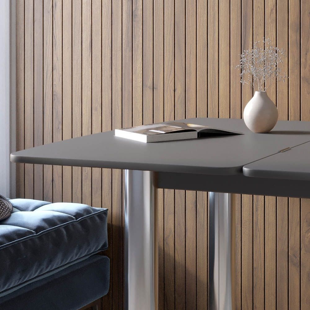 Стол обеденный раскладной LION Нота Мини 60x70/70x120 антрацит 17606 фото мебель