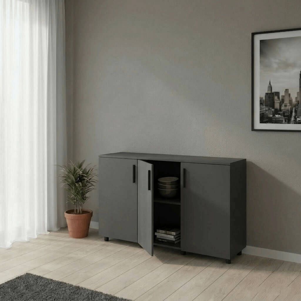 Тумба Торн Doros (Дорос) 3 ДСП 135х51,6х80 см антрацит 41510173 фото мебель