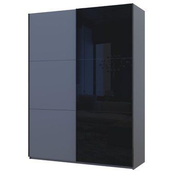 Шкаф-купе G-Кайзер Doros (Дорос) 1 ДСП / 1 Стекло 180х60х240 графит / графит+черный 42005091 фото мебель