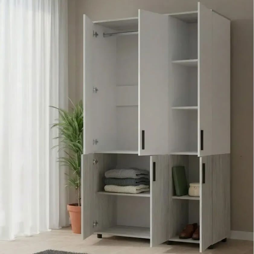 Шкаф для одежды Торн Doros (Дорос) 3 ДСП (штанга) 135х51,6х200 см сосна натти / белый 44900507 фото мебель
