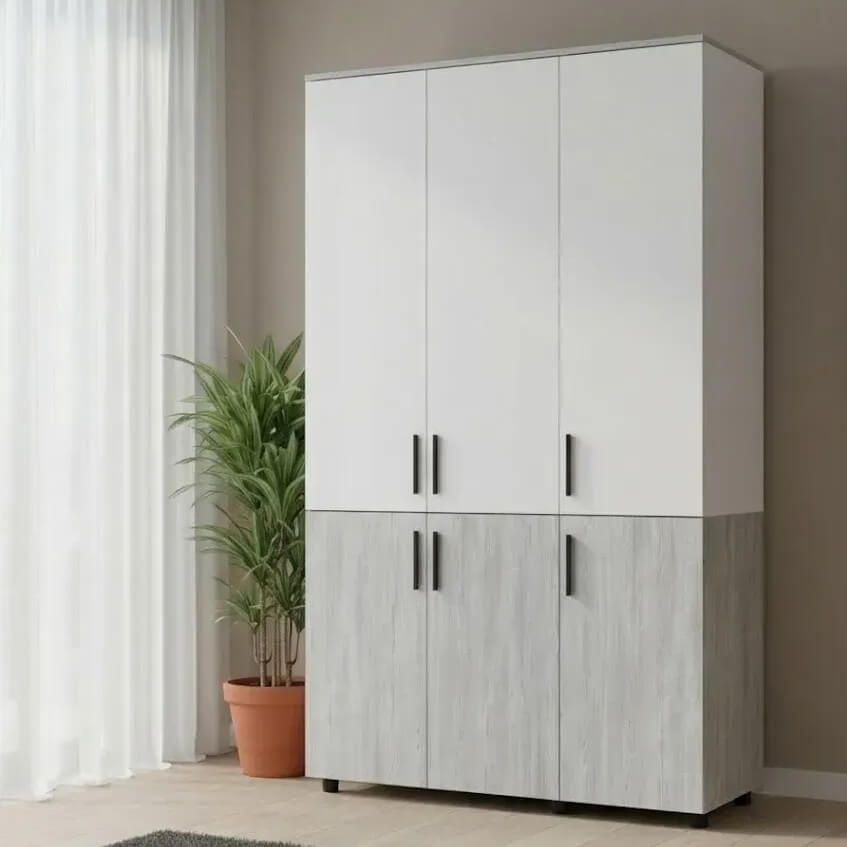 Шкаф для одежды Торн Doros (Дорос) 3 ДСП (штанга) 135х51,6х200 см сосна натти / белый 44900507 фото мебель