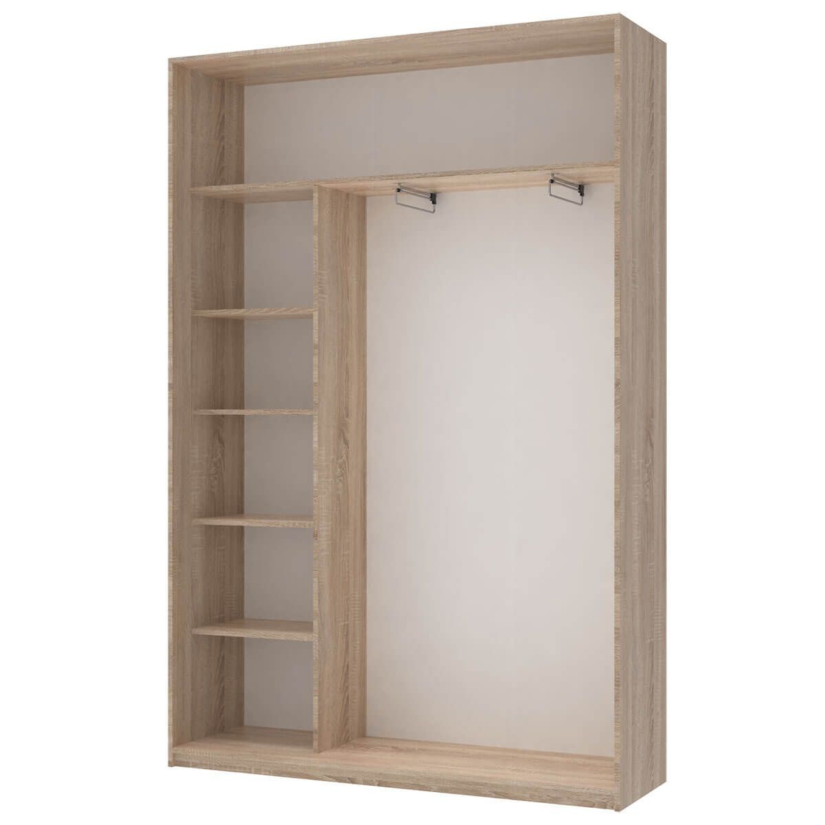 На фото наповнення шафи-купе Сіті Лайт Doros (Дорос) 2 Дзеркала 150х45х225 см дуб сонома