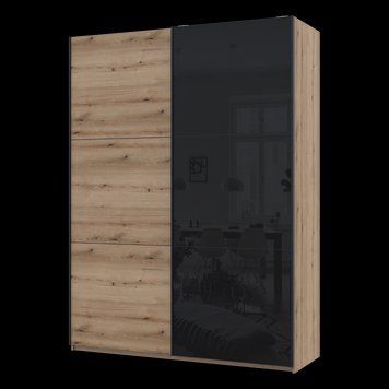 Шкаф-купе G-Кайзер Doros (Дорос) 1 ДСП / 1 Стекло 180х60х240 дуб эвок / черный 80737750 фото мебель
