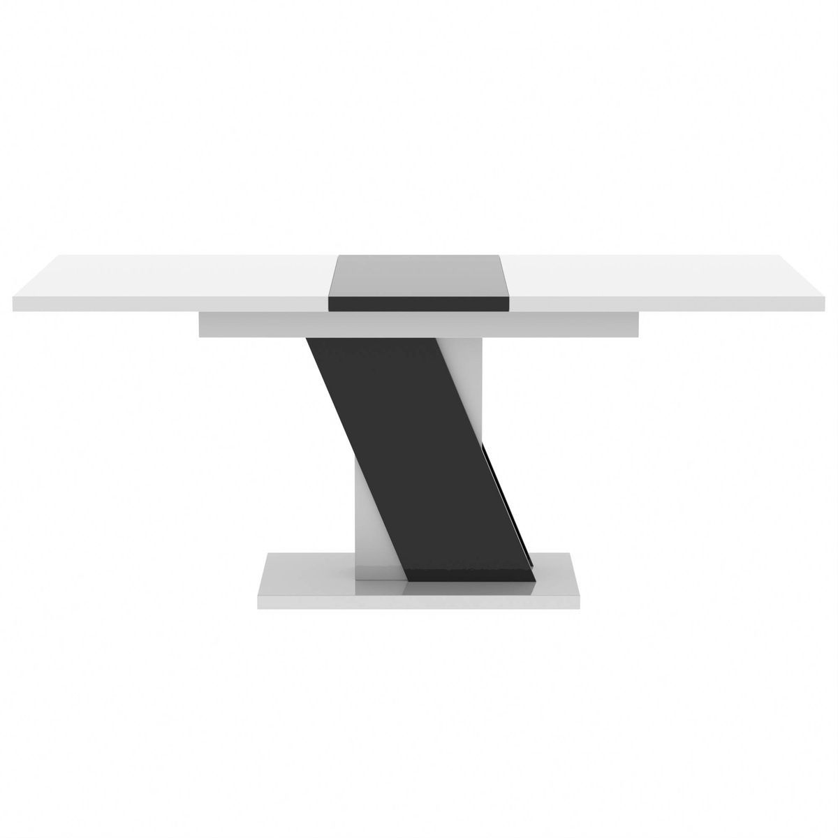 Обеденный раздвижной стол Неман ТРИОН МДФ белый / черный глянец 603901 фото мебель