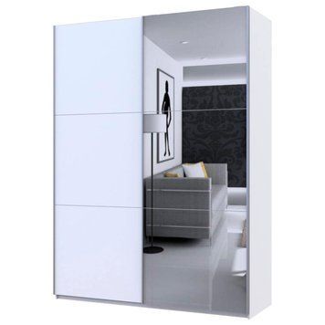 Шафа-купе G-Кайзер Doros (Дорос) 1 ДСП / 1 Дзеркало 180х60х240 білий 42005028 фото меблі