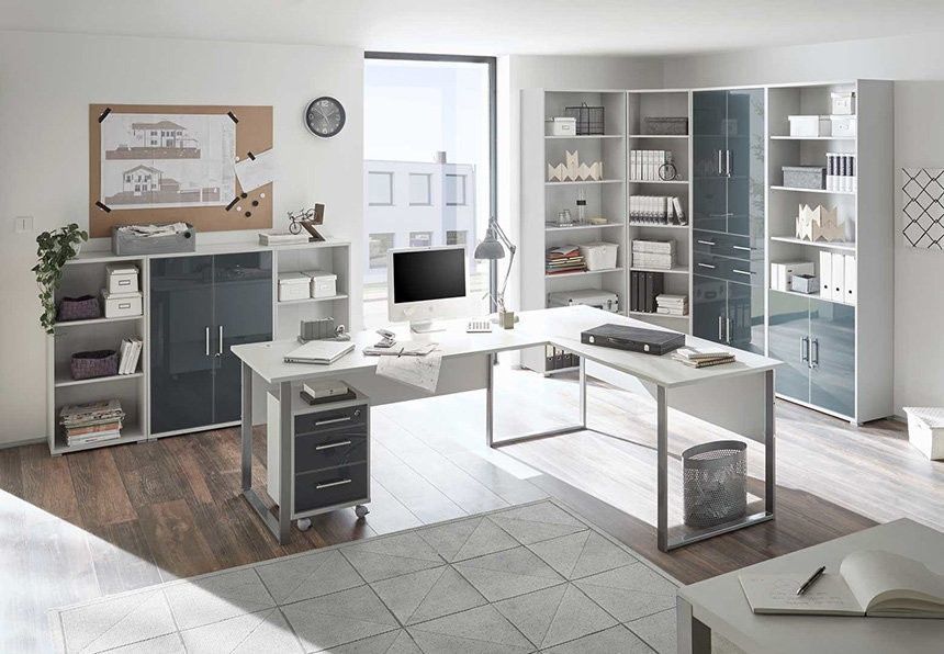 Стеллаж REG2D/220 OFFICE LUX BRW светло-серый / графит стекло S363-REG2D/220-JSZ/GF фото мебель