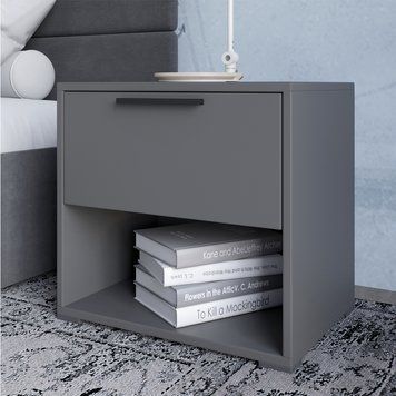 Тумба приліжкова LION Краш з шухлядою 45x43x32 см антрацит 30860 фото меблі