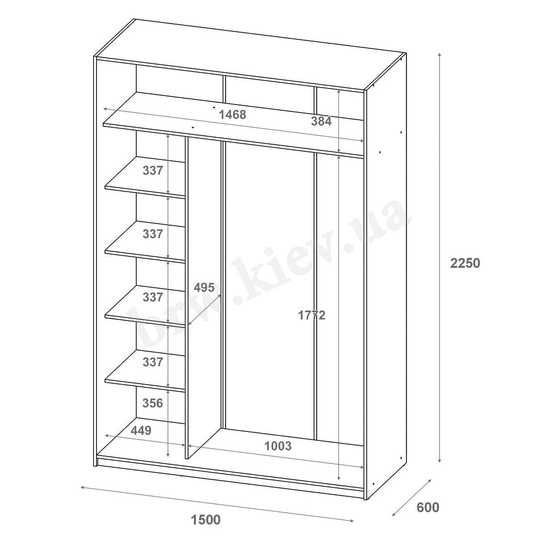 Шкаф-купе Сити Лайт Doros (Дорос) 1 ДСП / 1 Зеркало 150х60х225 см