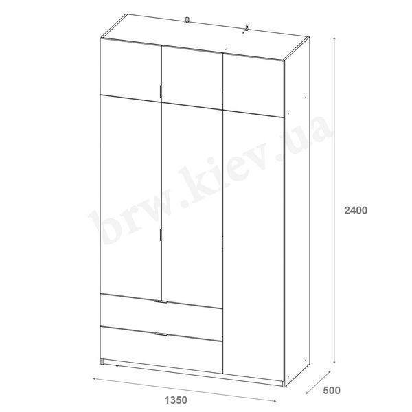 Шкаф с антресолью распашной для одежды Лукас Doros (Дорос) 3 ДСП 135х50х240 см канноло 44900369 фото мебель
