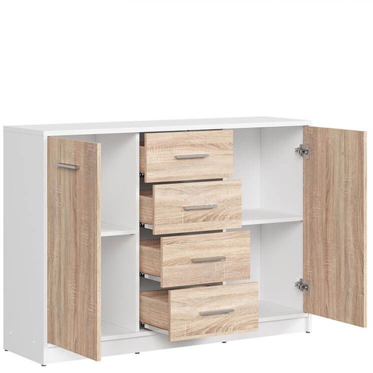 Комод KOM2D4S NEPO PLUS BRW білий / дуб сонома S435-KOM2D4S-BI/DSO фото меблі
