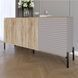 Комод закрытый в гостиную на черных металлических ножках LION Грей 154x30x76,5 см дуб сонома / кашемир 30570 фото мебель