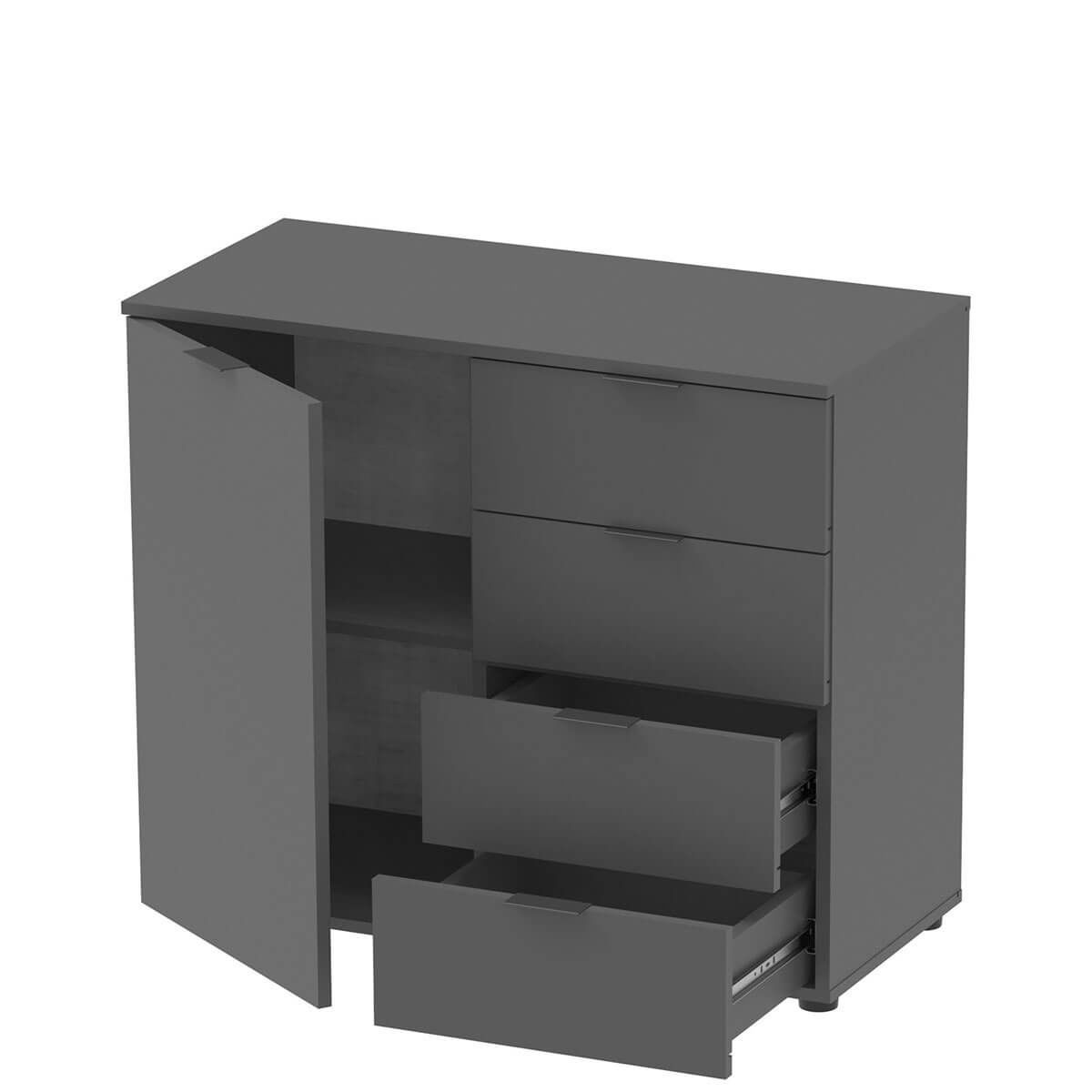 Комод Рон 1 Doros (Дорос) 1 дверь 4 ящика 80х38х81 см графит 41516006 фото мебель