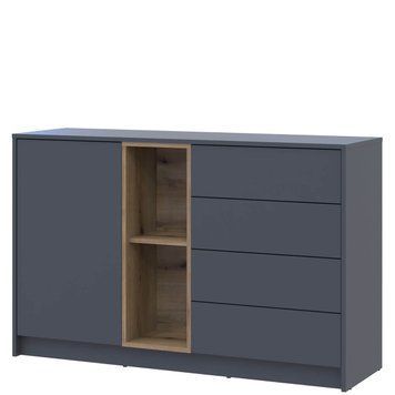 Комод Дейл Doros (Дорос) 1Д4Ш 135х41х85 см антрацит / дуб эвок 41516351 фото мебель