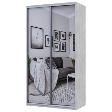На фото шафа-купе Сіті Лайт Doros (Дорос) 2 Дзеркала 120х60х225 см сосна натті