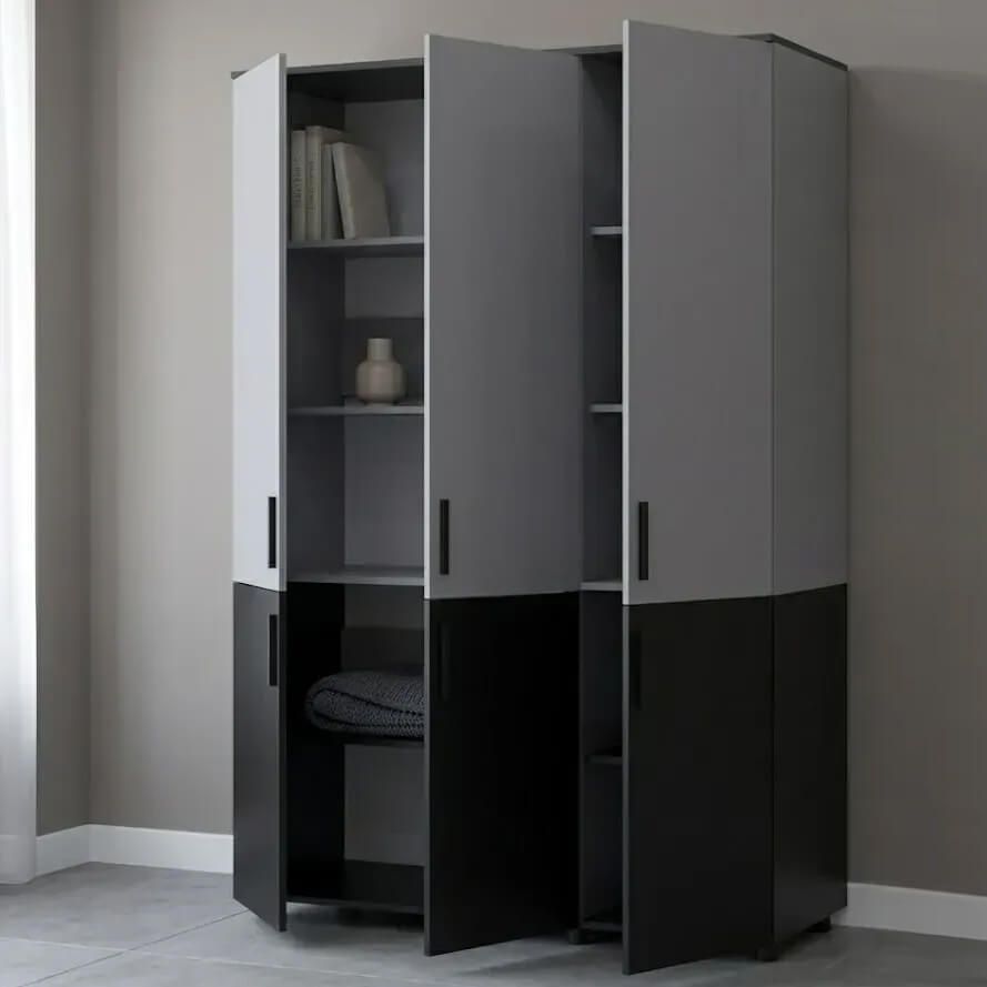 Шафа розпашна Торн Doros (Дорос) 3 ДСП (полиці) 135х51,6х200 см антрацит / сірий  44900520 фото меблі