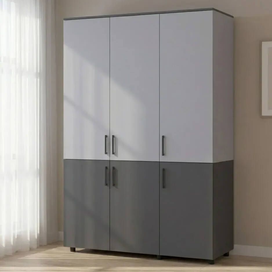 Шафа розпашна Торн Doros (Дорос) 3 ДСП (полиці) 135х51,6х200 см антрацит / сірий  44900520 фото меблі