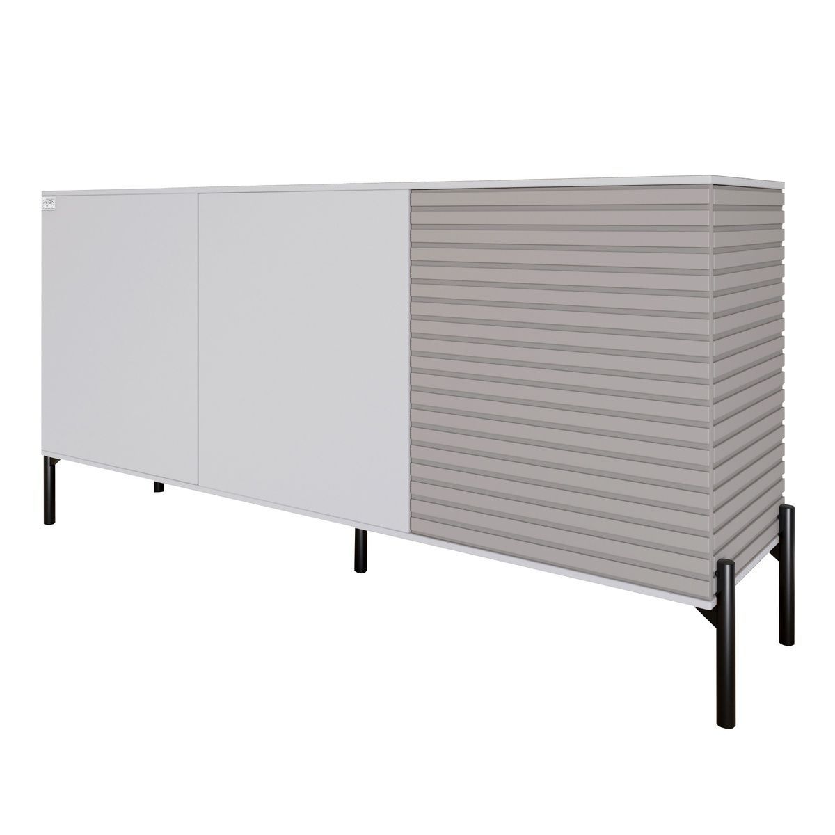 Комод закритий у вітальню на чорних металевих ніжках LION Грей 154x30x76,5 см німфеа альба / кашемір 30572 фото меблі